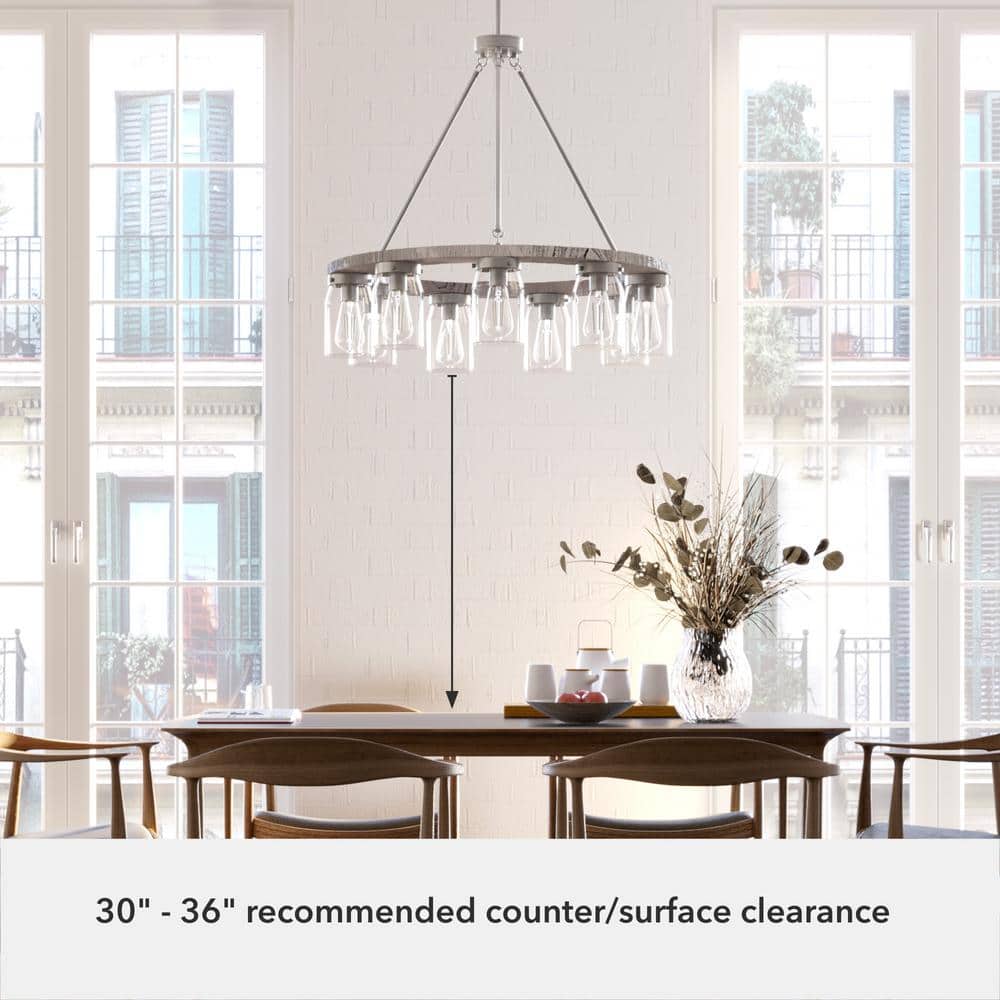 Devon Park Brushed Nickel 9-Light Rustic Wagon Wheel Chandelier