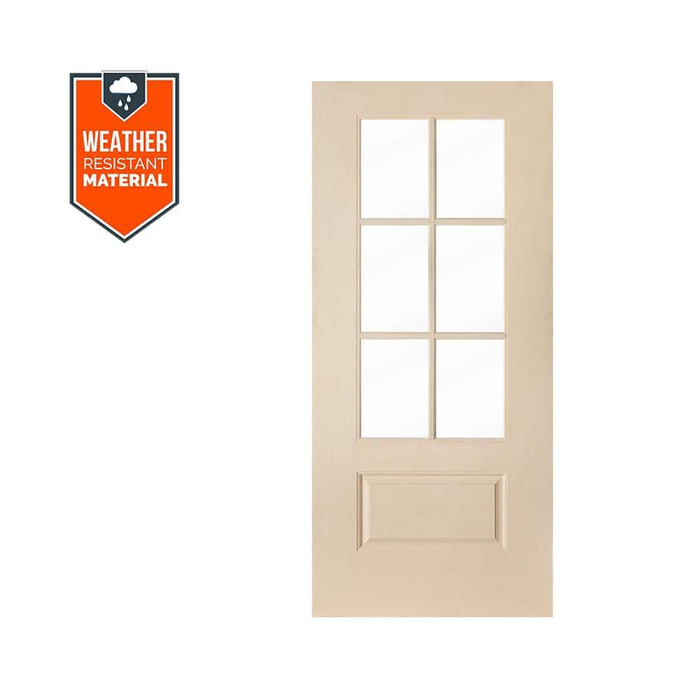 Krosswood Doors 36 in. x 79 in. Farmhouse 6 Lite Clear Glass Window ...