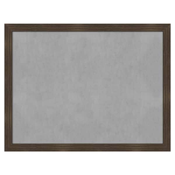 Amanti Art Woodgrain Stripe Chocolate 26 in. x 20 in. Framed Magnetic Board