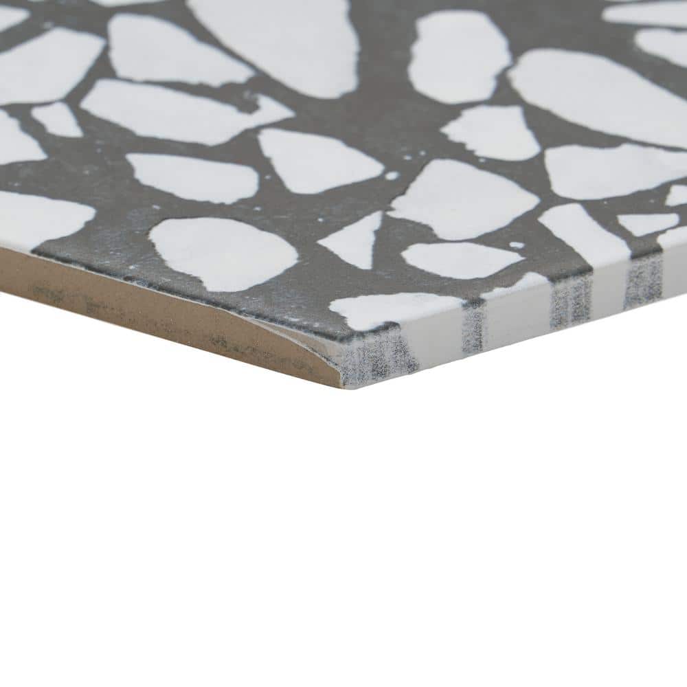 Jurassic Hex 9" Black and White Porcelain Tile