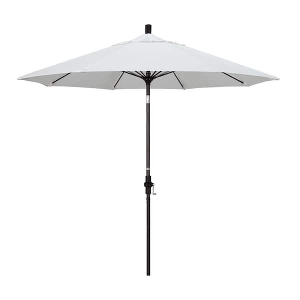 California Umbrella 9 ft. Outdoor Market Patio Umbrella Bronze Aluminum Pole Fiberglass Ribs Collar Tilt Crank Lift in Sunbrella