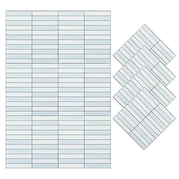 Jeedeson 10 in. x 10 in. Vinyl Peel and Stick Backsplash Stickers, Blue Wall Tile for Kitchen and Bathroom (6.94 sq. ft./10-Pack)