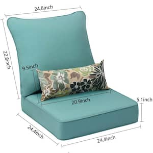 24 in. x 24 in. Outdoor Deep Seating Lounge Chair Cushion in Turquoise (Set of 6) (2 Back 2 Seater 2 Pillow)