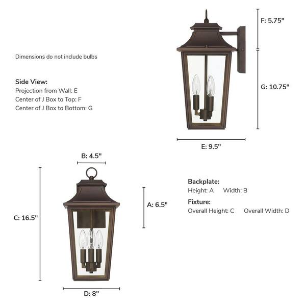 Hunter Fan Company - Hunter Spring Cove 3 Light Matte Bronze Rectangle Hardwired Outdoor Lighting for Foyer / Entry Way