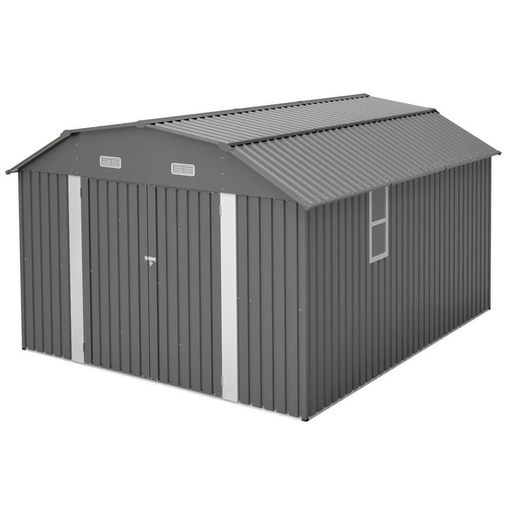 Gray 6 ft. x 9 ft. Metal Outdoor Garden Shed with Hinge Door price history on PriceWatchPro
