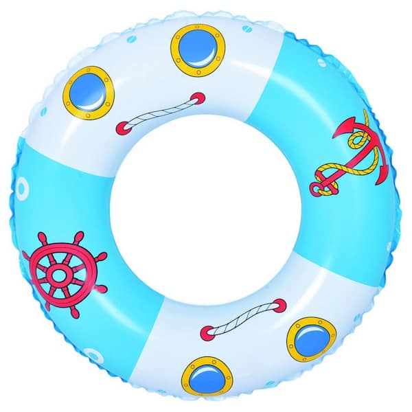 Pool Central 30 in. Blue and White Boat and Anchor Inflatable Inner Tube Float