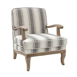 JAYDEN CREATION Quentin Farmhouse Style Upholstered Stripe Arm