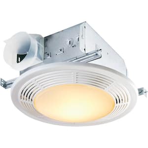 White 100 CFM Ceiling Mount Bathroom Exhaust Fan with Light