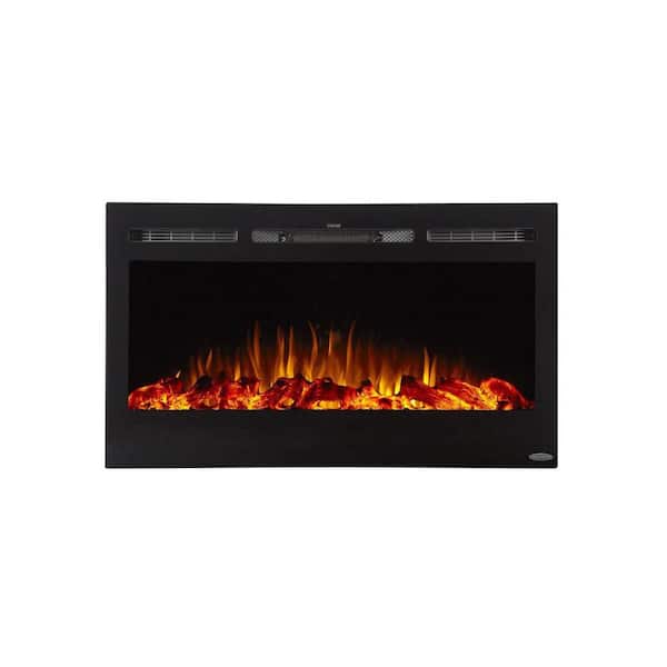 Sideline 36 in. Wall Mount or Recessed Smart Electric Fireplace in Black with LED Flame