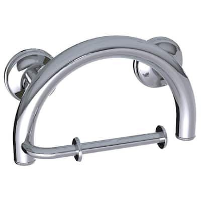 2-in-1 11.25 in. x 1.25 in. Grab Bar and Wall Mount Toilet Paper Holder with Grips in Chrome