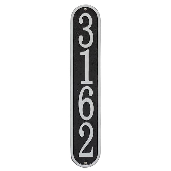 Fast and Easy Vertical House Number Plaque, Black/Silver