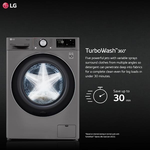 LG WM3555HWA: 2.4 cu.ft. Smart wi-fi Enabled Compact Front Load All-In-One  Washer/Dryer Combo with Built-In Intelligence