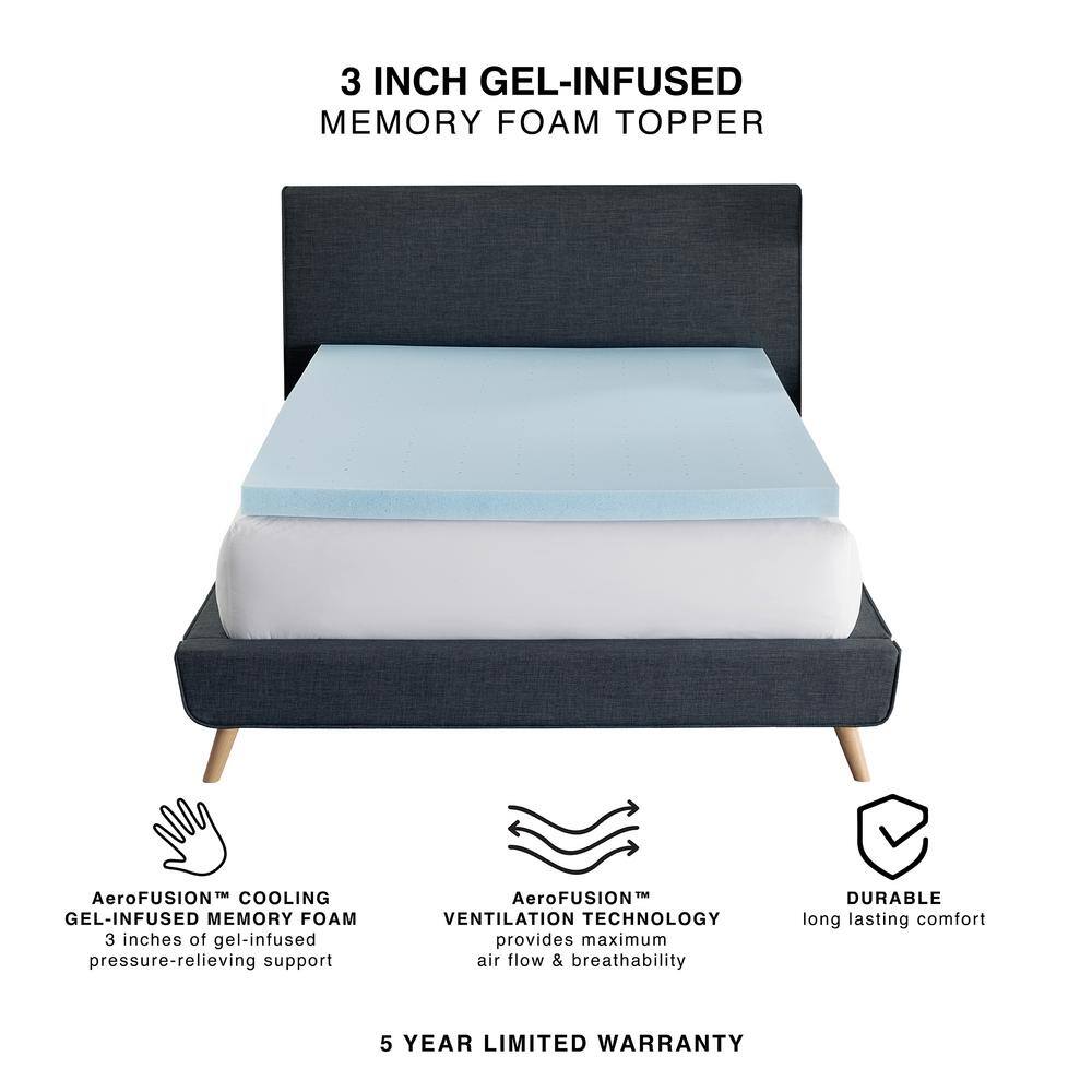 Twin 3" Gel-Infused Memory Foam Mattress Topper