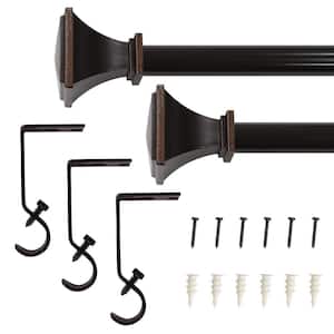 48 in. - 84 in. Telescoping 5/8 in. Single Curtain Rod Kit in Oil-Rubbed Bronze with Trumpet Square Finials