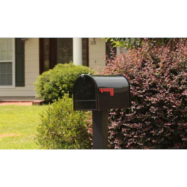 Gibraltar Mailboxes Elite Large, Steel, Post Mount Mailbox, Black, E1600B00