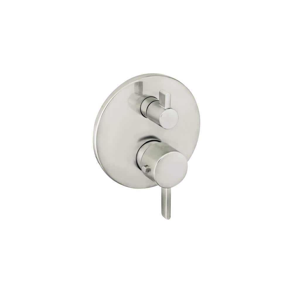 Ecostat Modern Brushed Nickel Thermostatic Shower Trim with Lever Handle