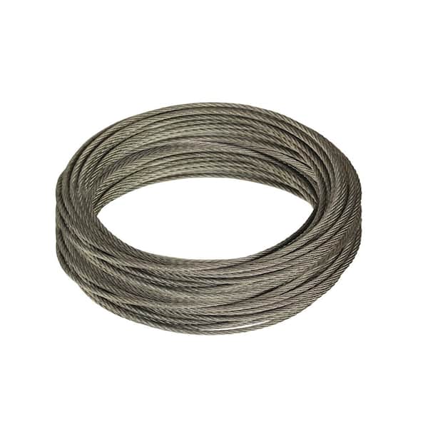 Everbilt 3/32 in. x 50 ft. Galvanized Steel Uncoated Wire Rope 811052 - The Home  Depot