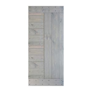 L Series 36 in. x 84 in. French Gray Finished Solid Wood Barn Door Slab - Hardware Kit Not Included