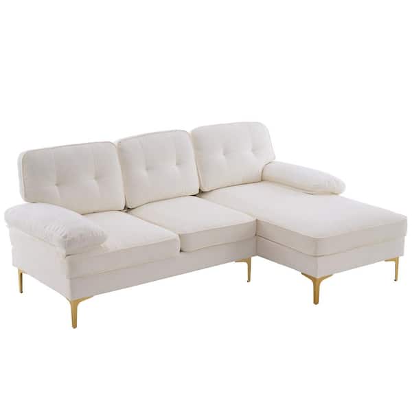 Outopee 83 in. Square Arm 3-Seater Sofa in Beige