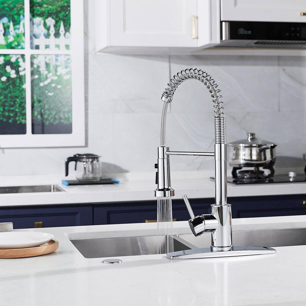 Chrome High-Arc Kitchen Faucet with Pull-Out Spray