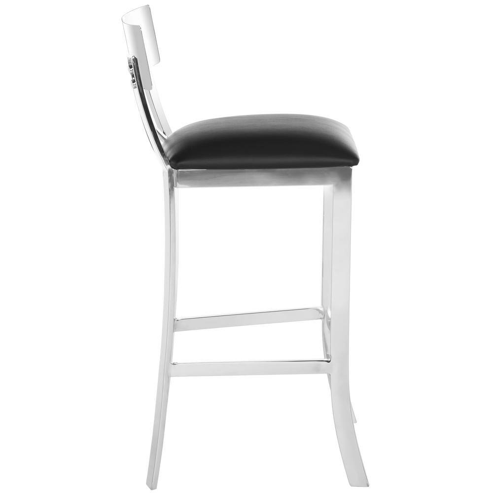Elegant 39'' Black Leather & Chrome Stainless Steel Bar Stool