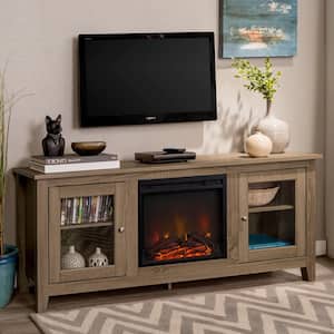 58" Traditional Electric Fireplace TV Stand - Driftwood