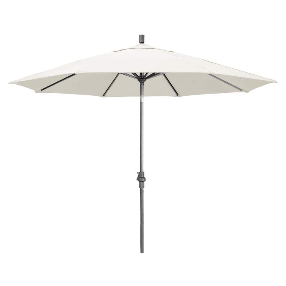 11 ft. Hammertone Grey Aluminum Market Patio Umbrella  Aluminum Ribs Collar Tilt Crank Lift in Canvas Pacifica price history on PriceWatchPro