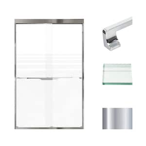 Frederick 47 in. W x 76 in. H Sliding Semi-Frameless Shower Door in Polished Chrome with Frosted Glass