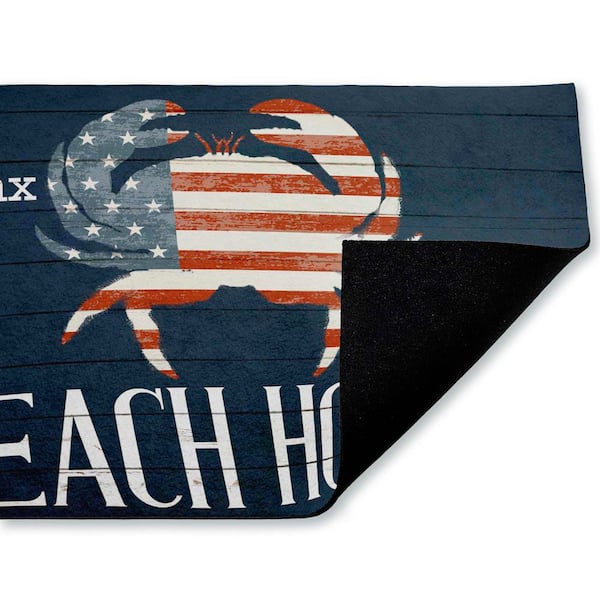 Relax Unwind Patriotic Beach House Blue 18 in. x 30 in. Polyester Non-Slip Outdoor Door Mat