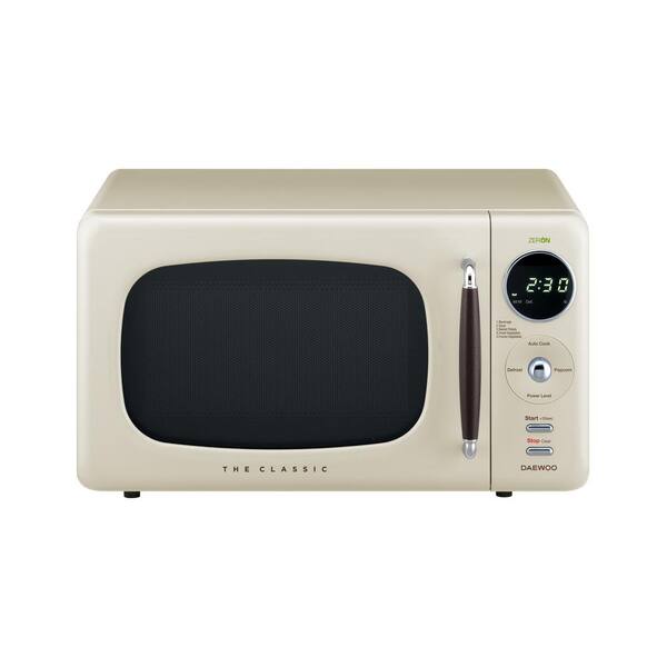 DAEWOO Retro 0.7 cu. Ft. Countertop Microwave in Cream