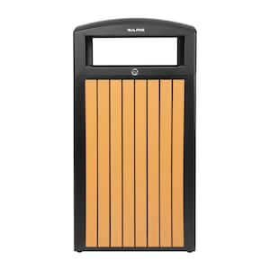 40 Gal. Cedar Steel All-Weather Commercial Vented Outdoor Garbage Trash Can Receptacle with Lid and Liner