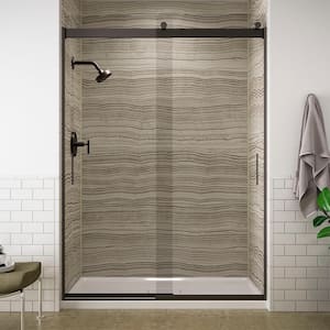 Levity 59.625 in. W x 82 in. H Frameless Sliding Shower Door in Matte Black