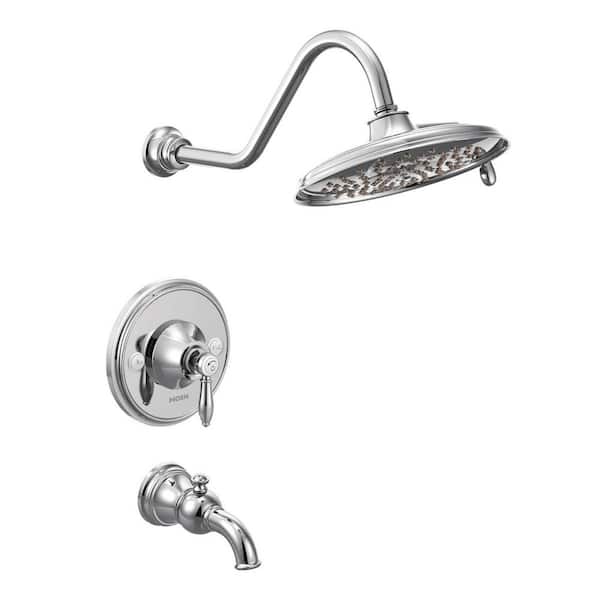Weymouth 1 Handle Wall Mounted Tub & Shower Trim Kit with Spout in Chrome (Valve Not Included)