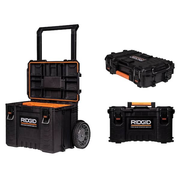 RIDGID Pro Gear System Gen 2.0 Stackable Rolling Tool Box , 22 in. Heavy Duty Tool Box, and Compact Tool Box