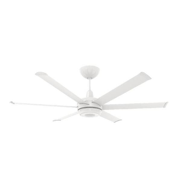 Big Ass Fans es6 - Smart Indoor Ceiling Fan, 60" Diameter, White, Universal Mount with 7" Ext Tube - with Chromatic Uplight LED