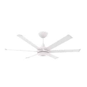 es6 - Smart Indoor Ceiling Fan, 60" Diameter, White, Universal Mount with 7" Ext Tube - with Chromatic Uplight LED
