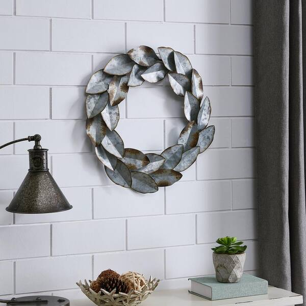 FirsTime & Co. 21 in. Laurel Leaves Metal Wreath