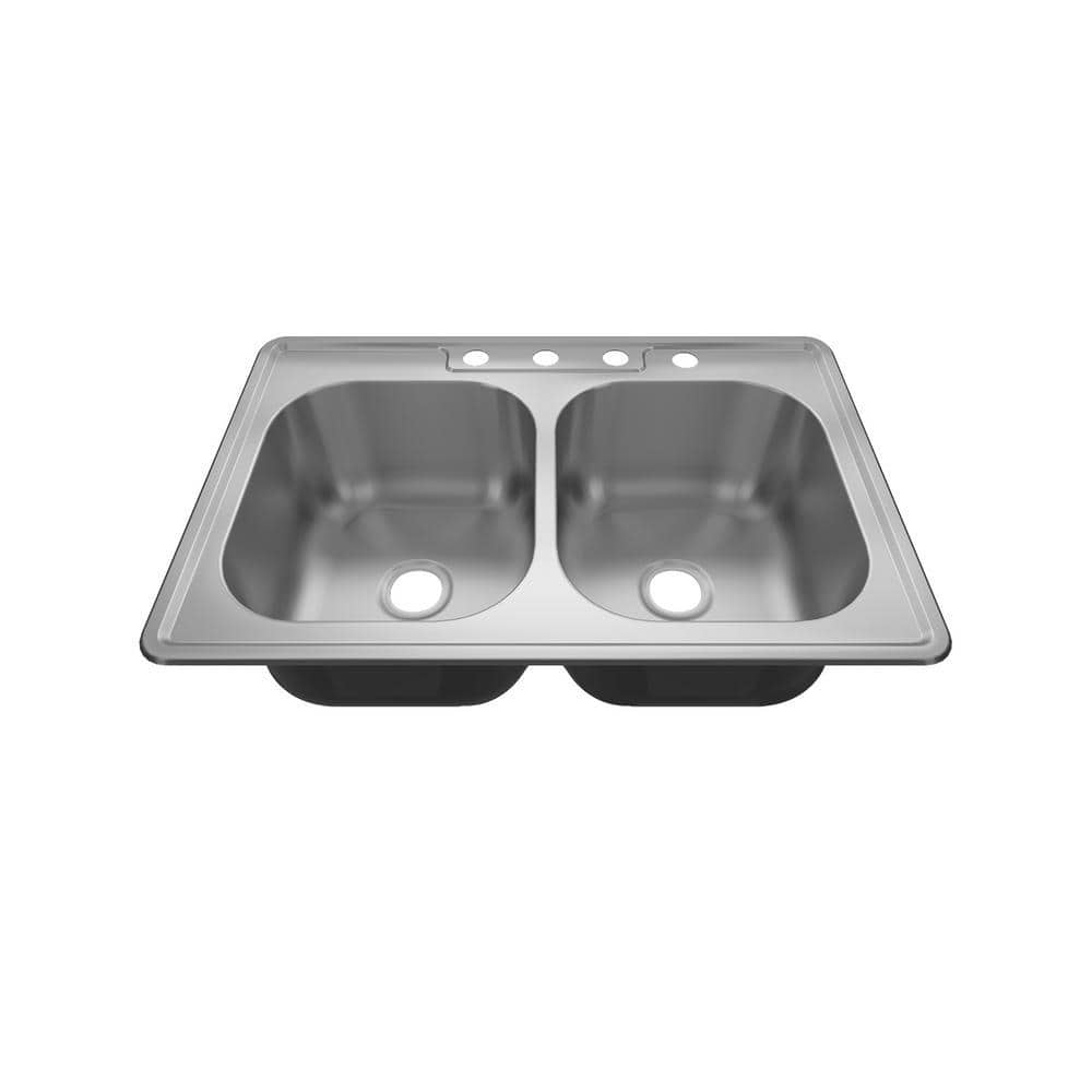 Sinber 304 Stainless Steel 18 Gauge 33 in. Double Bowl Drop-In