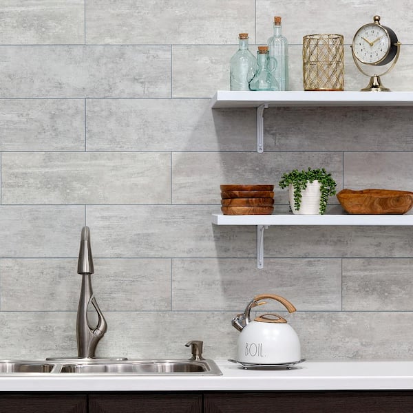 Wind Gust 22.8 in. L x 7.31 in. W Waterproof Adhesive No Grout Vinyl Wall Tile (11 sq. ft./Case)