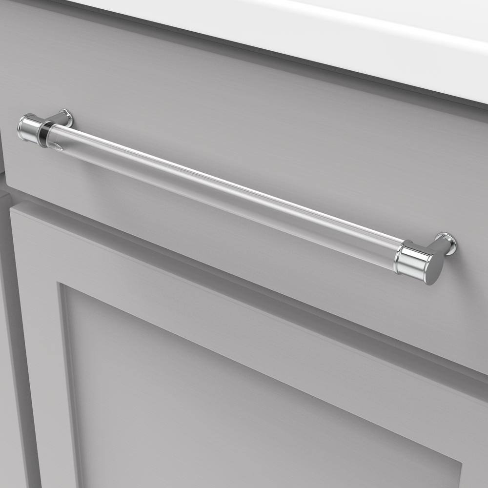 12-Inch Chrome and Clear Acrylic Modern Bar Handle