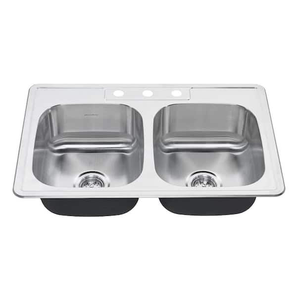 American Standard Colony Pro Drop-In Stainless Steel 33 in. 3-Hole Double Bowl Kitchen Sink Kit