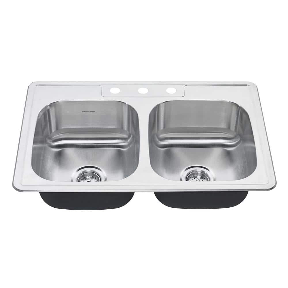 Colony Pro Drop-In Stainless Steel 32.36 in. 3-Hole Double Bowl Kitchen Sin