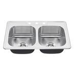 Colony Pro Drop-In Stainless Steel 32.36 in. 3-Hole Double Bowl Kitchen Sink Kit