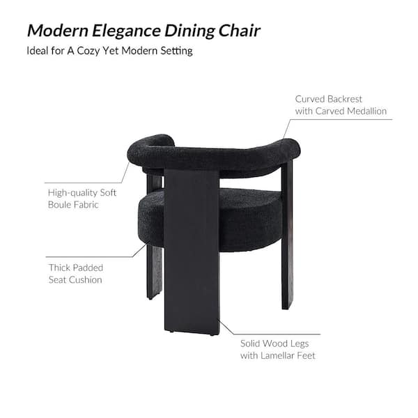 JAYDEN CREATION Emanuele Modern Black Boucle Dining Chair JAYDEN CREATION Emanuele Modern Black Boucle Dining Chair