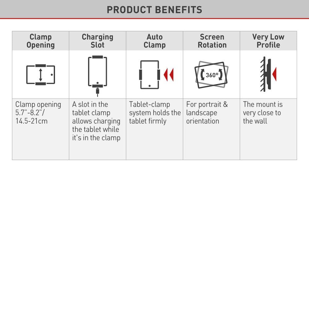 White Fixed Tablet Wall Mount with 360° Rotation