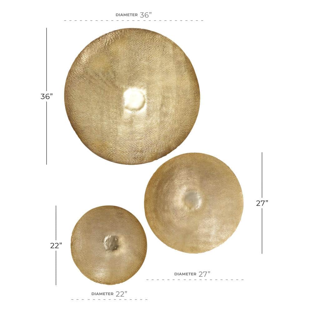 Gold Large Metallic Round Disk Wall Decor Set