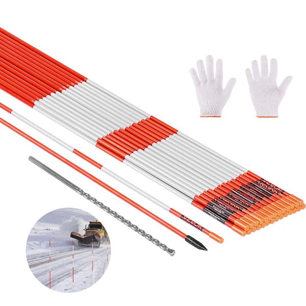 500-Pieces 48 in. Reflective Driveway Markers 1/4 in. Dia Fiberglass Poles with 12 in. Drill Bits Snow Plowing Parking
