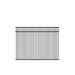 Freeport Standard-Duty 4.5 ft. x 6 ft. Black Aluminum Framed Pre-Assembled Double Picket Fence Panel
