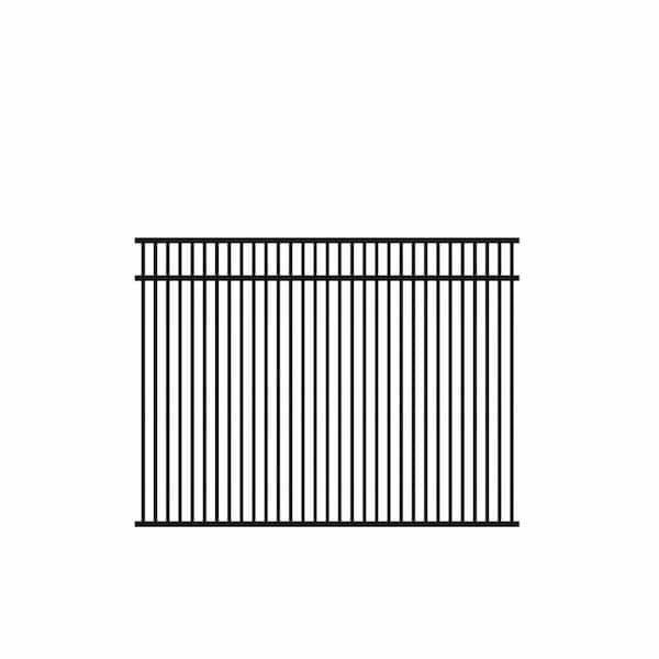 Veranda Freeport Standard-Duty 4.5 ft. x 6 ft. Black Aluminum Framed Pre-Assembled Double Picket Fence Panel