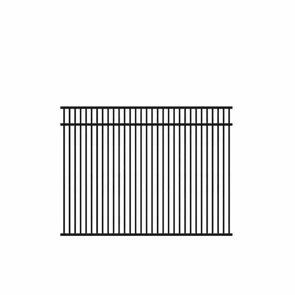 Freeport Standard-Duty 4.5 ft. x 6 ft. Black Aluminum Framed Pre-Assembled Double Picket Fence Panel